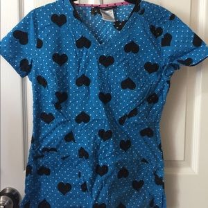 Heart soul polka hearts scrub top XS